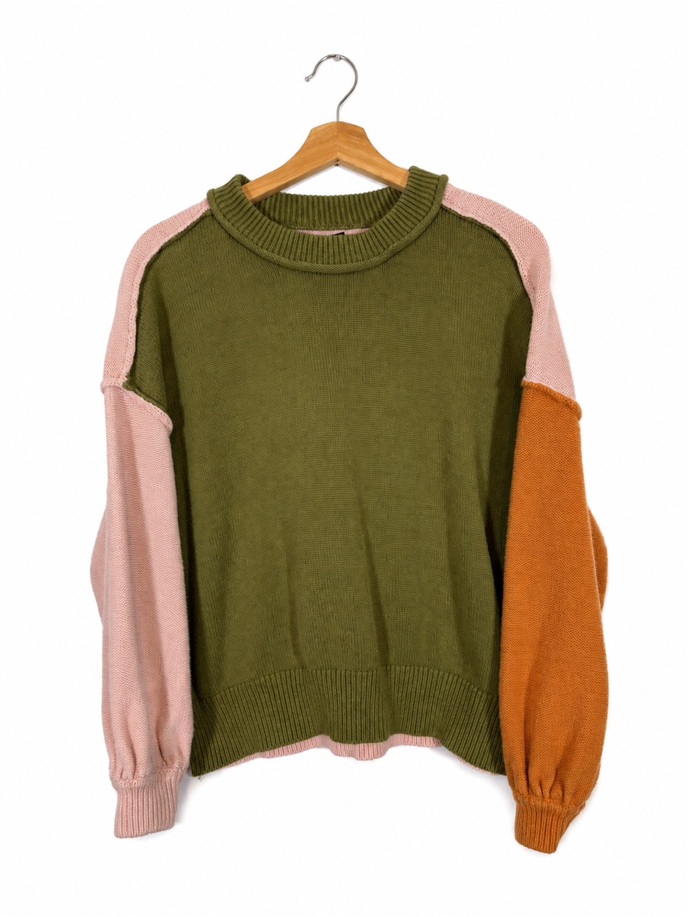 Forever 21 Colorblock Mock Neck Knit Sweater Size M Indie Sleaze Soft Girl Cozy